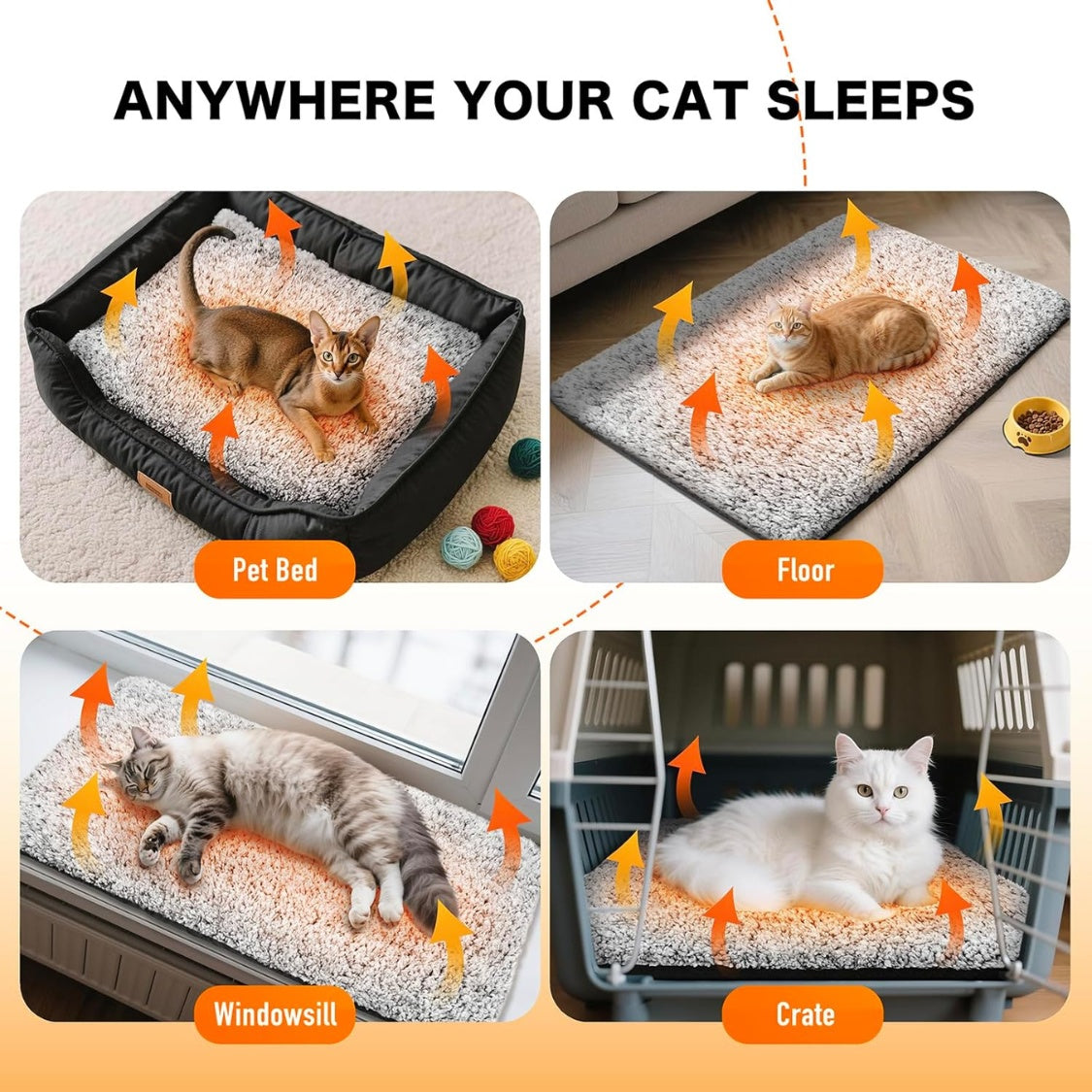 Cozy self-warming cat bed detail view