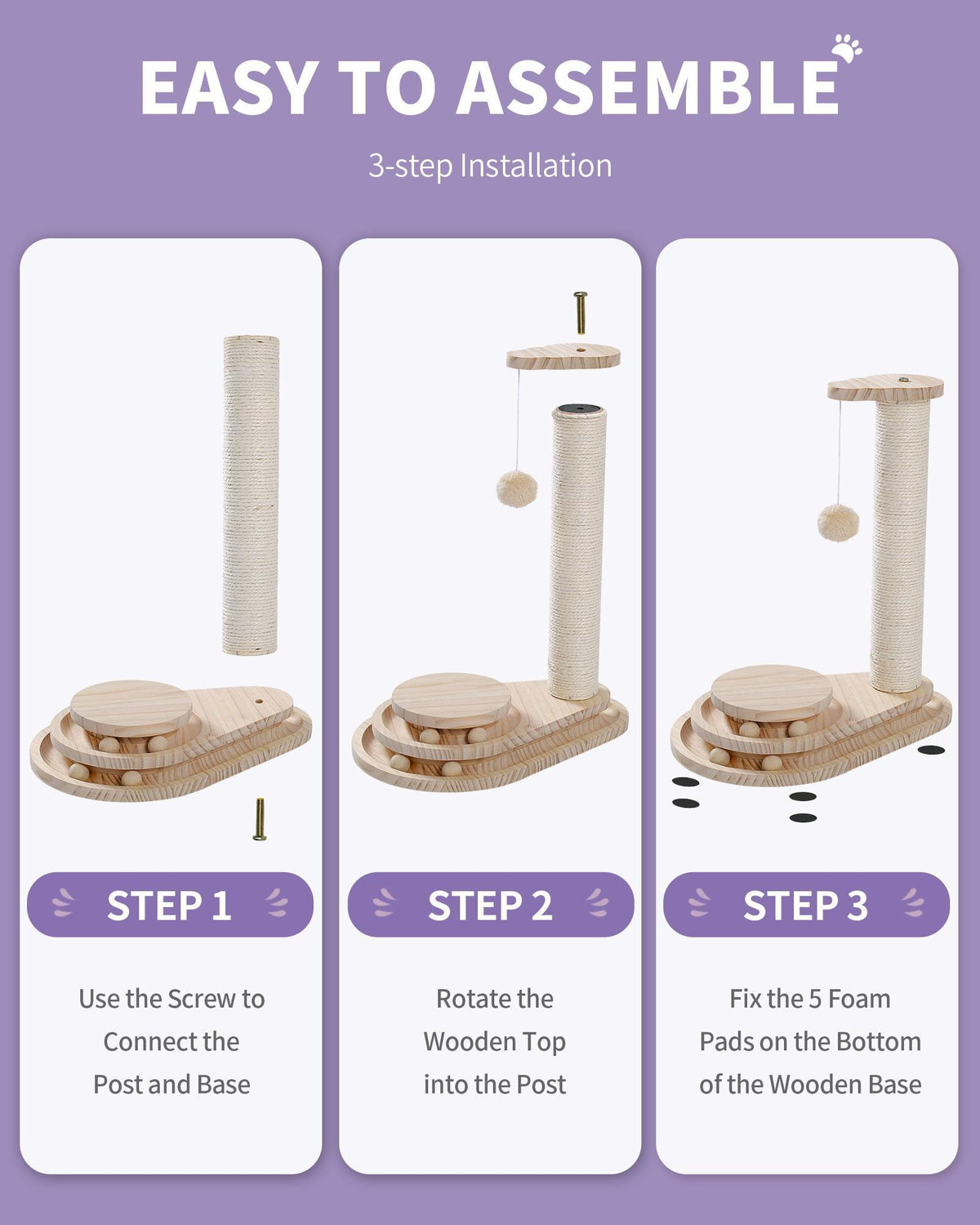 Cat scratcher toy with spinning ball track