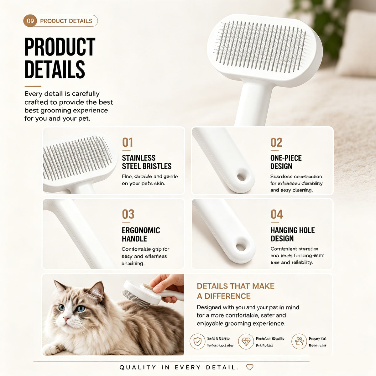Slicker brush for long and short coats